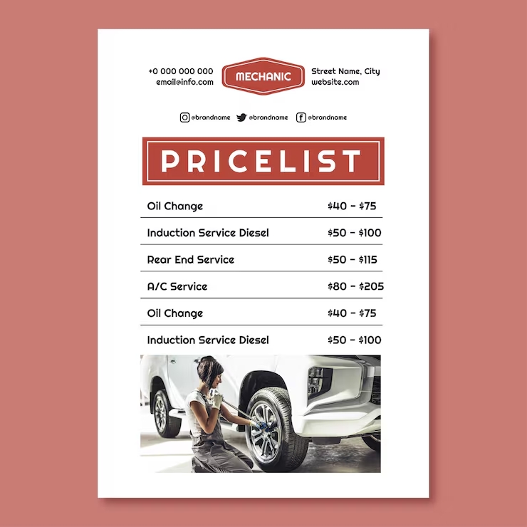 proffessional mechanic price list template 742173 7962